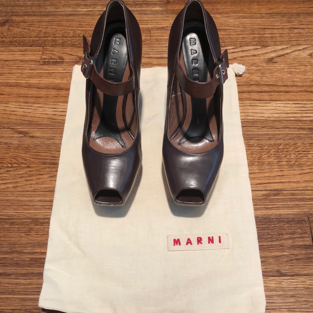 MARNI Platform Peep Toe Mary Jane